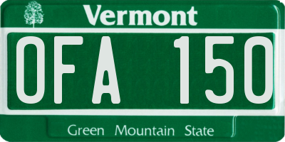 VT license plate OFA150