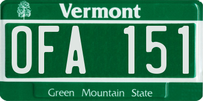 VT license plate OFA151