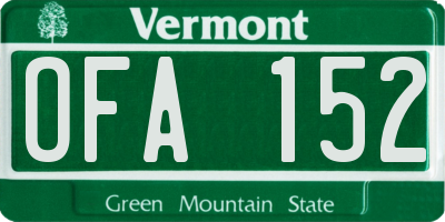 VT license plate OFA152