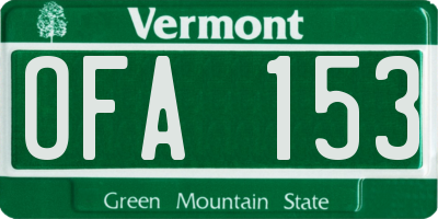VT license plate OFA153