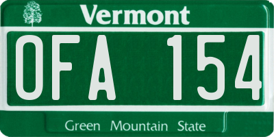 VT license plate OFA154