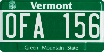 VT license plate OFA156