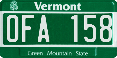 VT license plate OFA158