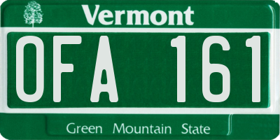 VT license plate OFA161