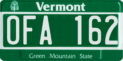 VT license plate OFA162