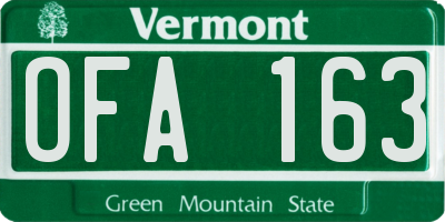 VT license plate OFA163