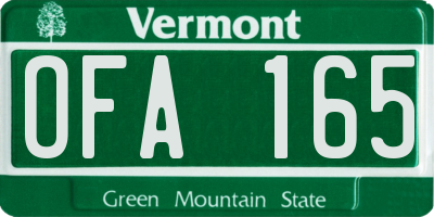 VT license plate OFA165