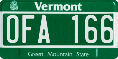 VT license plate OFA166