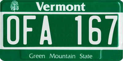 VT license plate OFA167
