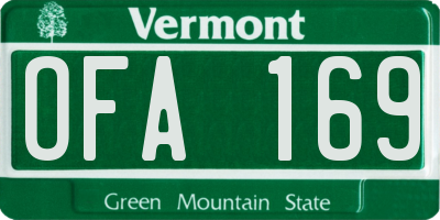 VT license plate OFA169