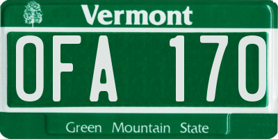 VT license plate OFA170