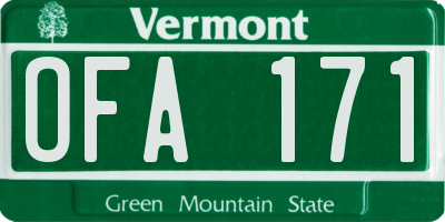 VT license plate OFA171