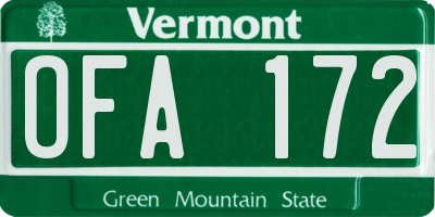VT license plate OFA172