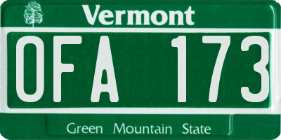 VT license plate OFA173