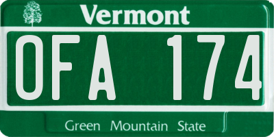 VT license plate OFA174