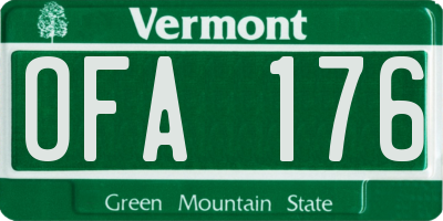VT license plate OFA176