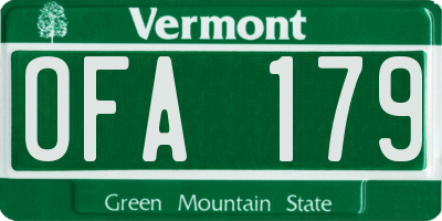 VT license plate OFA179