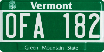 VT license plate OFA182