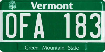 VT license plate OFA183