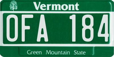 VT license plate OFA184