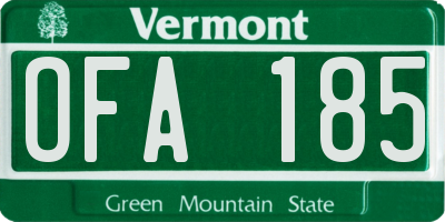 VT license plate OFA185