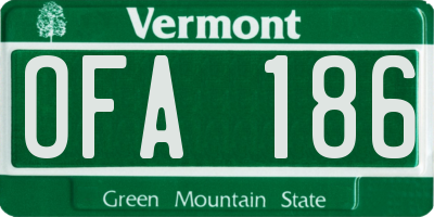 VT license plate OFA186