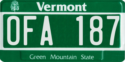 VT license plate OFA187