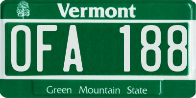 VT license plate OFA188