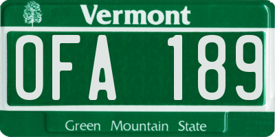 VT license plate OFA189