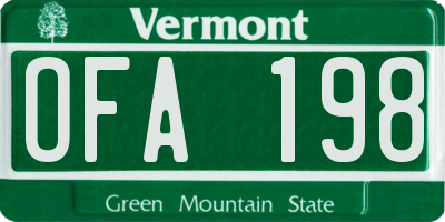 VT license plate OFA198