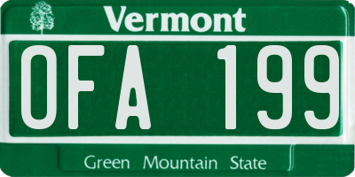 VT license plate OFA199