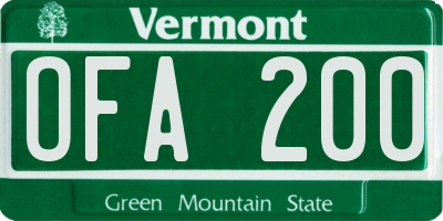 VT license plate OFA200