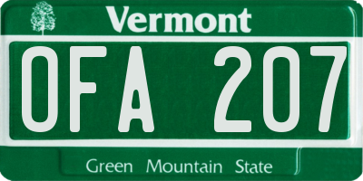 VT license plate OFA207