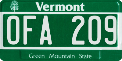 VT license plate OFA209