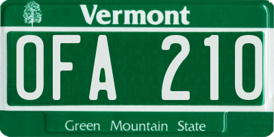 VT license plate OFA210