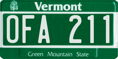 VT license plate OFA211