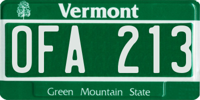 VT license plate OFA213