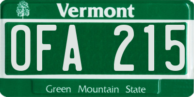 VT license plate OFA215