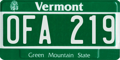 VT license plate OFA219