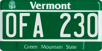 VT license plate OFA230
