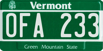 VT license plate OFA233