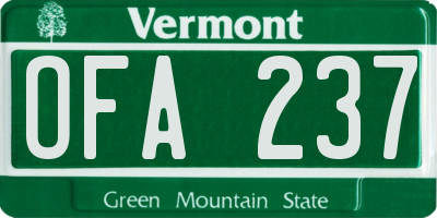 VT license plate OFA237