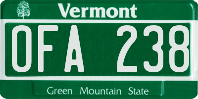 VT license plate OFA238