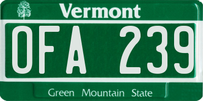 VT license plate OFA239