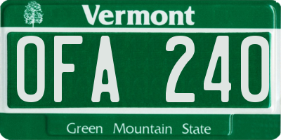 VT license plate OFA240