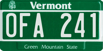 VT license plate OFA241