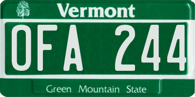VT license plate OFA244