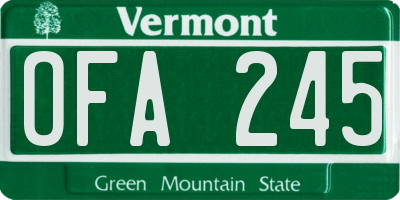 VT license plate OFA245