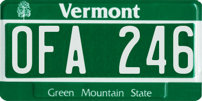 VT license plate OFA246