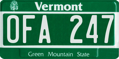 VT license plate OFA247